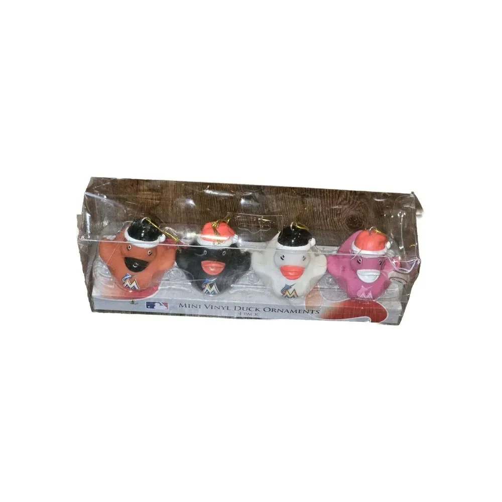 Pack Of 4 Vinyl Rubber Duck Christmas Ornaments Miami Marlins Baseball